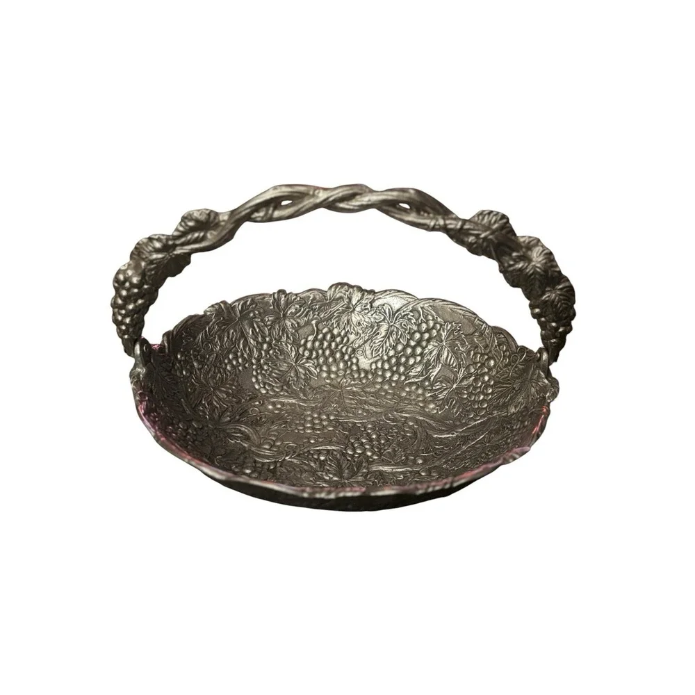 Arthur Court Centerpiece Serving Bowl Basket w/Hinged‎ Handle Fall